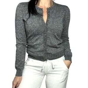 Esperanza cozy button up cardigan‎ heather charcoal sweater Small Petite